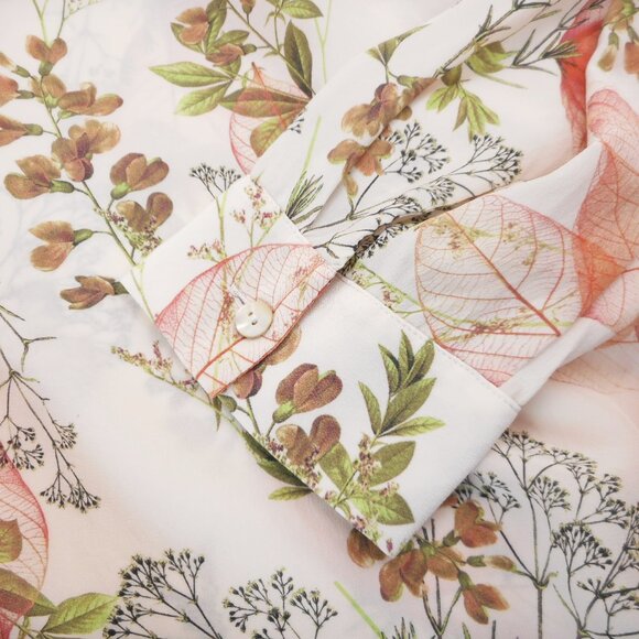 Orvis Women's size M Floral V-neck Blouse 100% Silk White Peach Lightweight - Picture 9 of 11